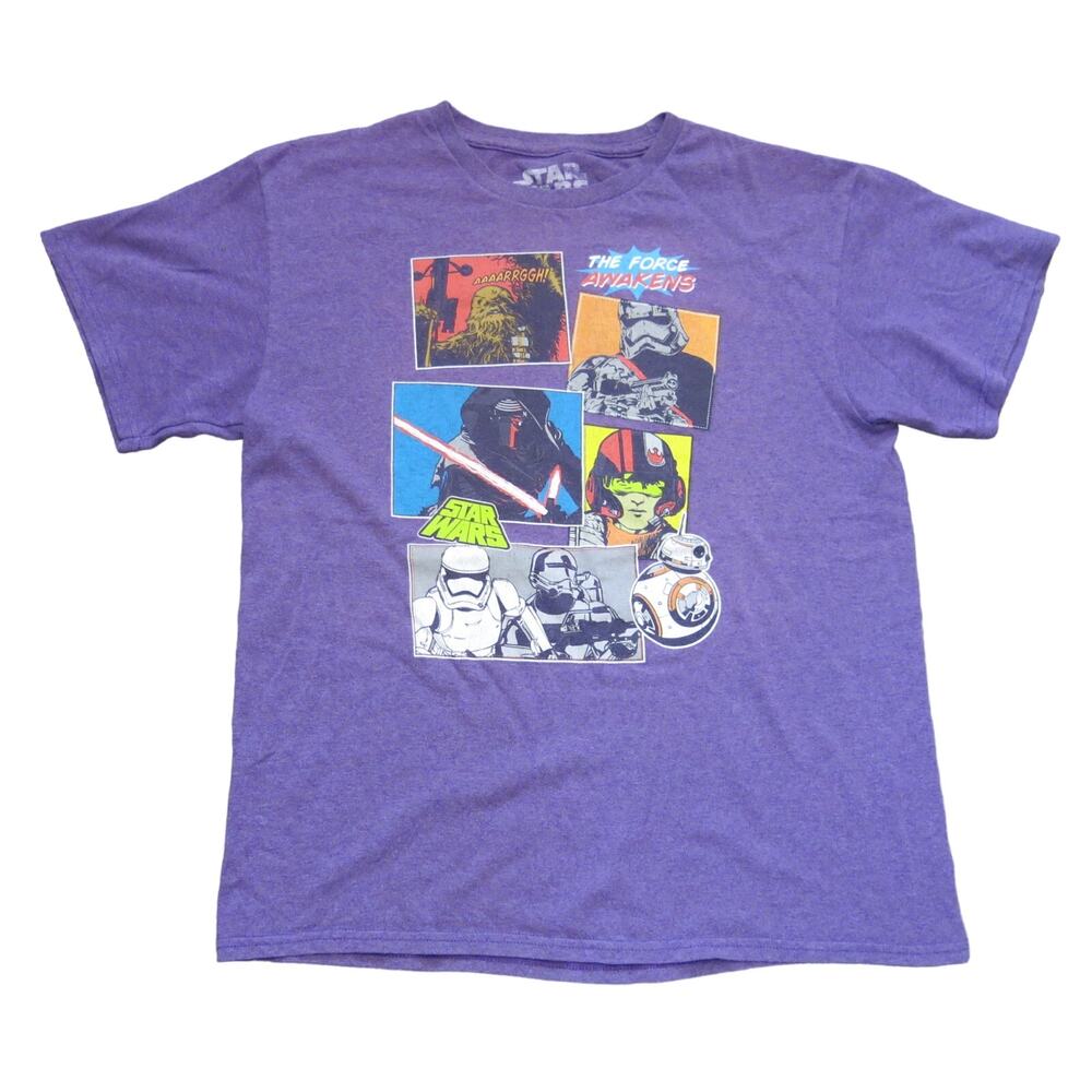 STAR WARS The Force Awakens Character T Shirt Size XL*Kids Chewbacca Luke Purple